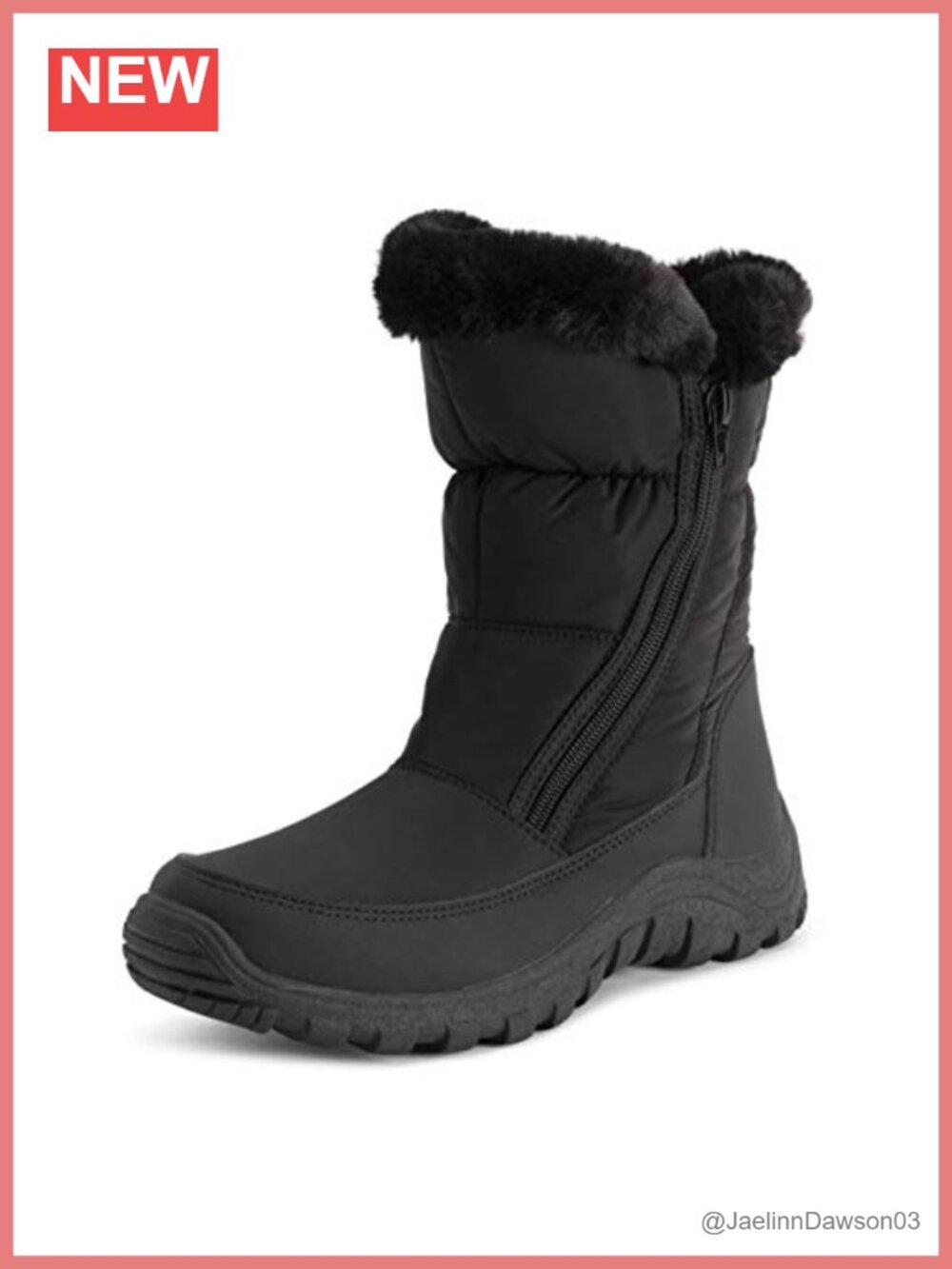 Women's Waterproof Faux Fur Lined Memory Foam Winter Snow Boots Zip Closure Non